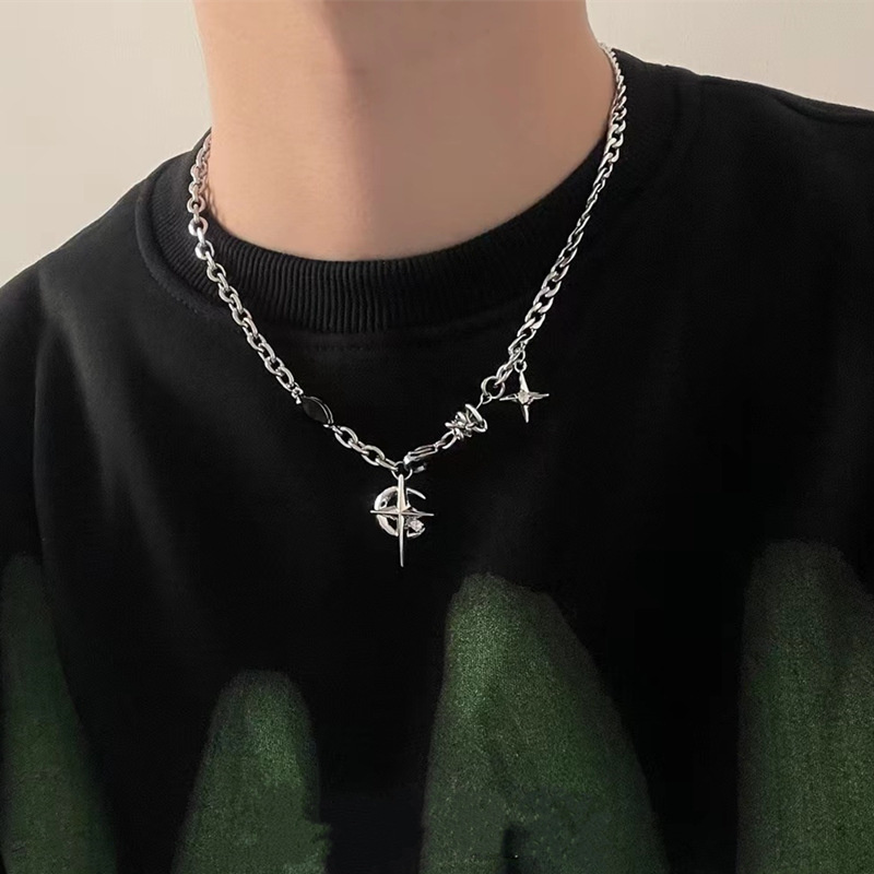 Men Accessories Neck Chain - 2023 MODE Korea Goth Punk Moon