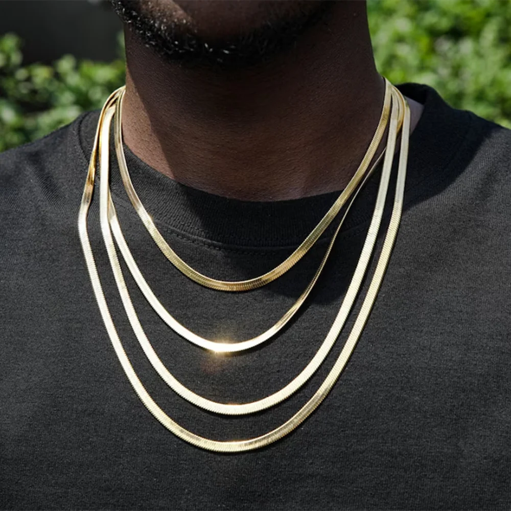 Men Accessories Neck Chain - สร้อยคอสร้อยคองูสแตนเลสสําหรับหญิงชายสี Herringbone Choker โซ่คอ 2024 แนวโน้มเครื่องประดับของขวัญ
